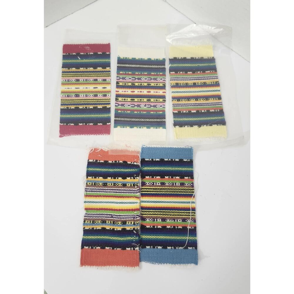 Vintage Miniature Woven Mexican Serape Rugs Dollhouse Blankets Set of 5